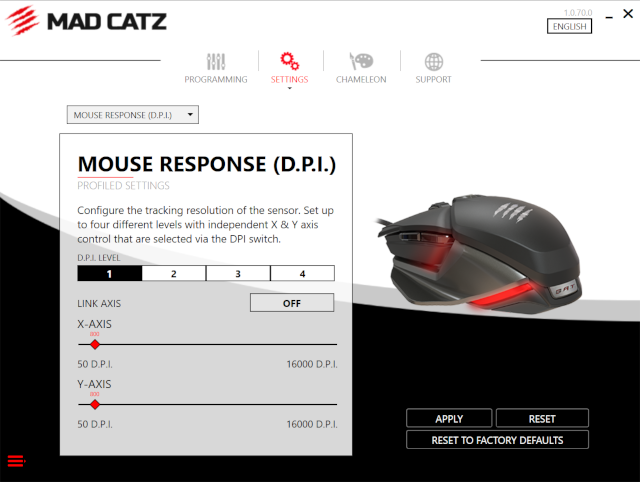 Picture of Mad Catz B.A.T. 6+ Software DPI Setup Y And X Axis